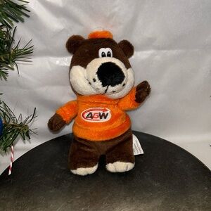 Vintage A&W Root Beer Plush Rooty the Teddy Bear 6" Stuffed Bean Bag Toy